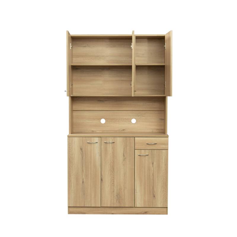 Roomfitters 70.87" Tall Kitchen Pantry Cabinet, Freestanding Buffet with 6 Doors, Drawer & Open Shelf