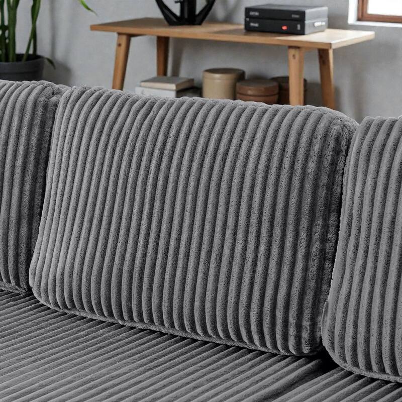 U Shaped Modular Sectional Sofa, Modern Minimalist Corduroy Compressed Couch, Sleeper Sofa for Living Room