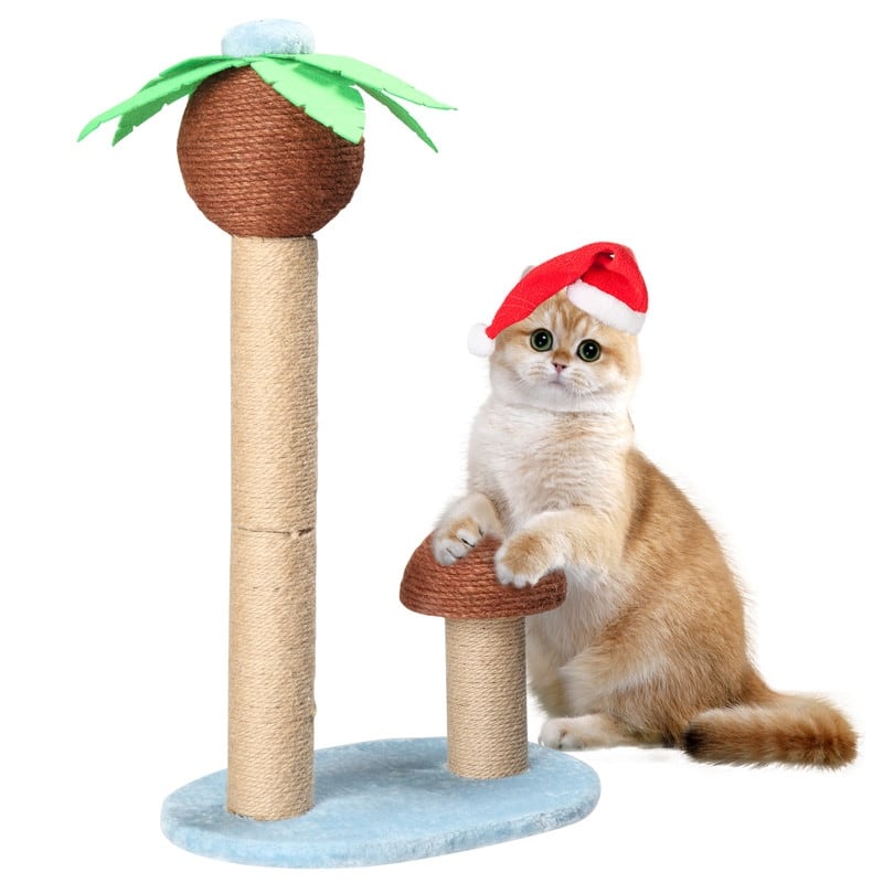 27.5in Coconut Palm Tree Cat Scratching Post Christmas Decoration