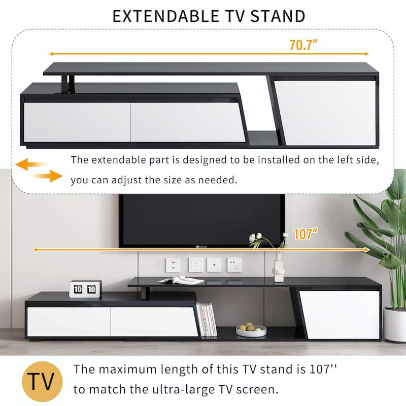 Modern Rectangle TV Stand with Drawers and Cabinet