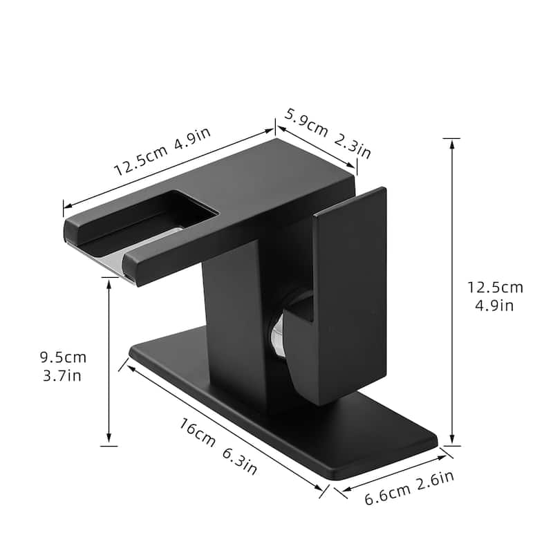 Bathroom Sink Faucet LED Light 3 Colors Changing Waterfall Glass Spout Hot Cold Water Mixer Single Handle One Hole