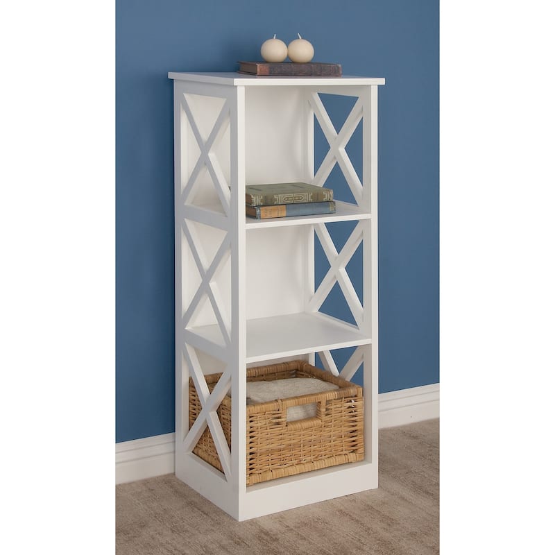 Wooden 4 Shelf Shelving Unit - White - Roche River Decor - 12"W x 16"L x 40"H