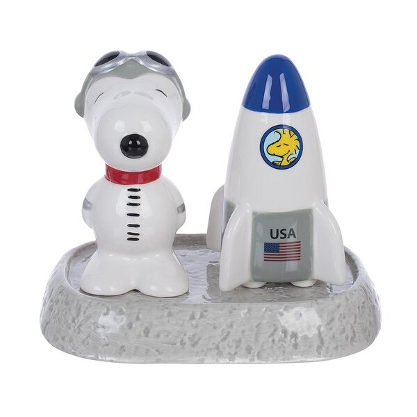 Peanuts Snoopy Astronaut Ceramic Salt & Pepper Set with Moon Base