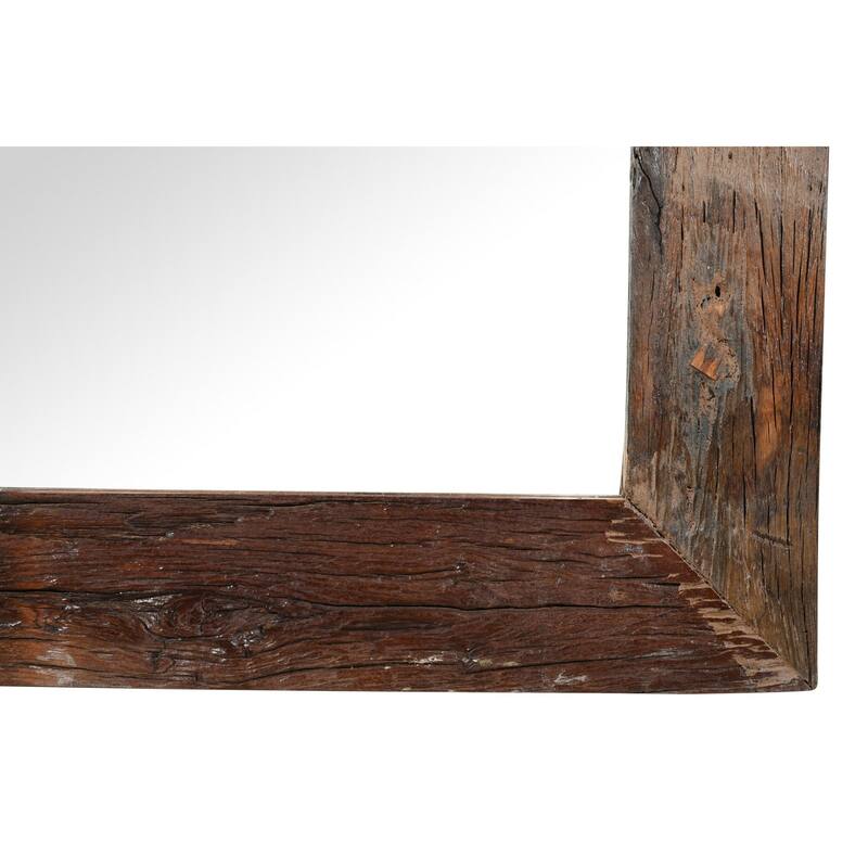 Wooden Plank Rectangular Wall Mirror - 70" - Brown