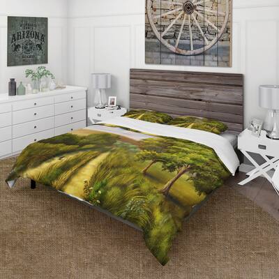 Designart 'Vibrant Country Road During Summer' Traditional Duvet Cover Set