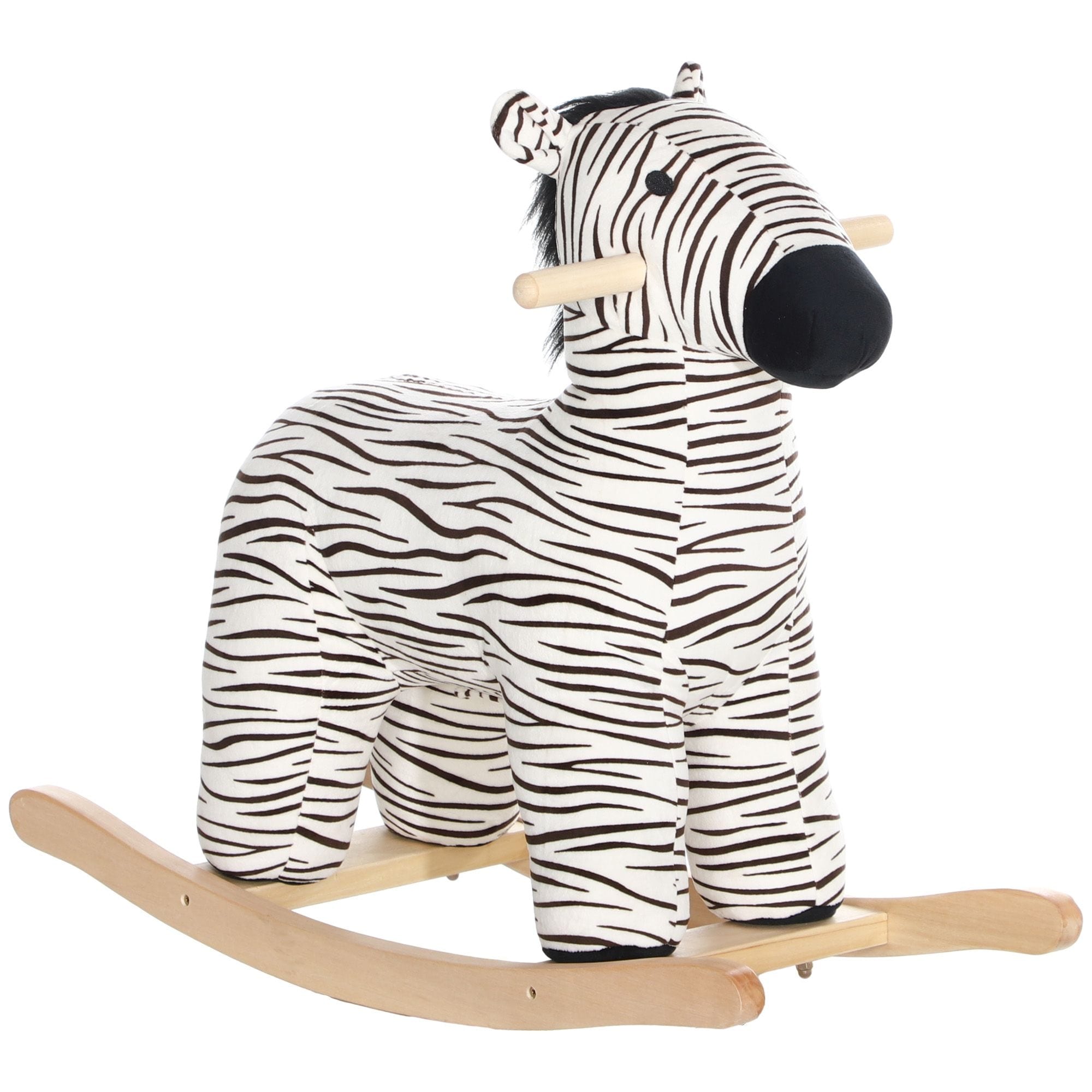 Rocking Horse, Kids Rocking Animal, Zebra Shaped Ride on Horse with Realistic Sound for Boys & Girls 2-4 Years, Black