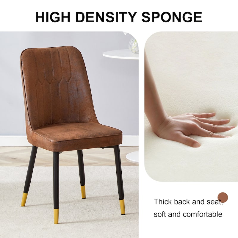 Brown Suede-like Velvet Dining Chair Set (4-Pack) Black Metal legs, dinning chairs