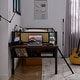 preview thumbnail 4 of 38, Metal Loft Bed with Desk, Rattan Loft Bed Frame with Hanging Storage