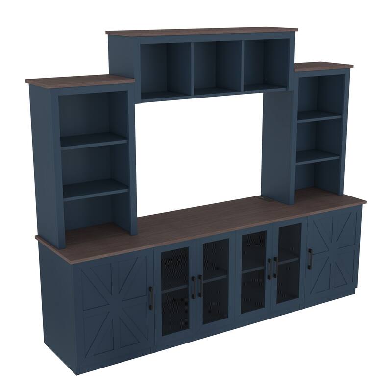 Wall Unit TV Stand with Charging Station, USB Port & Large Storage Cabinet, Modern Media Console