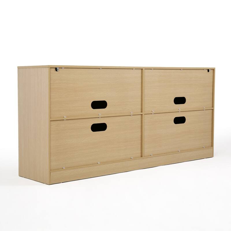 Symmetrical Flush Four-door Wood Sideboard Cabinet