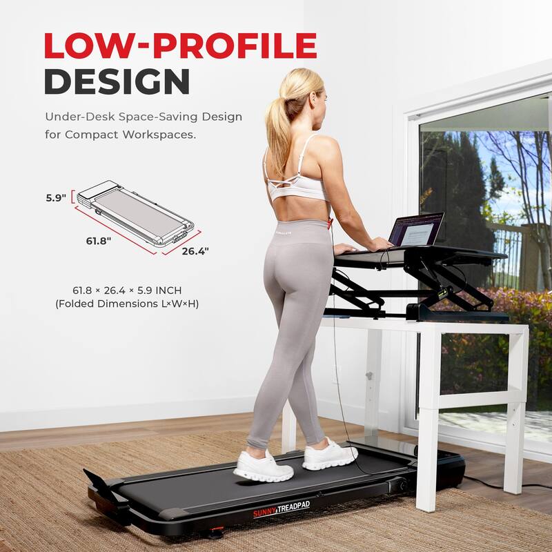 Sunny Health & Fitness Smart Treadpad Pacer Dual Walk Run Treadmill, w Auto Incline & Free SunnyFit App- SF-T722076