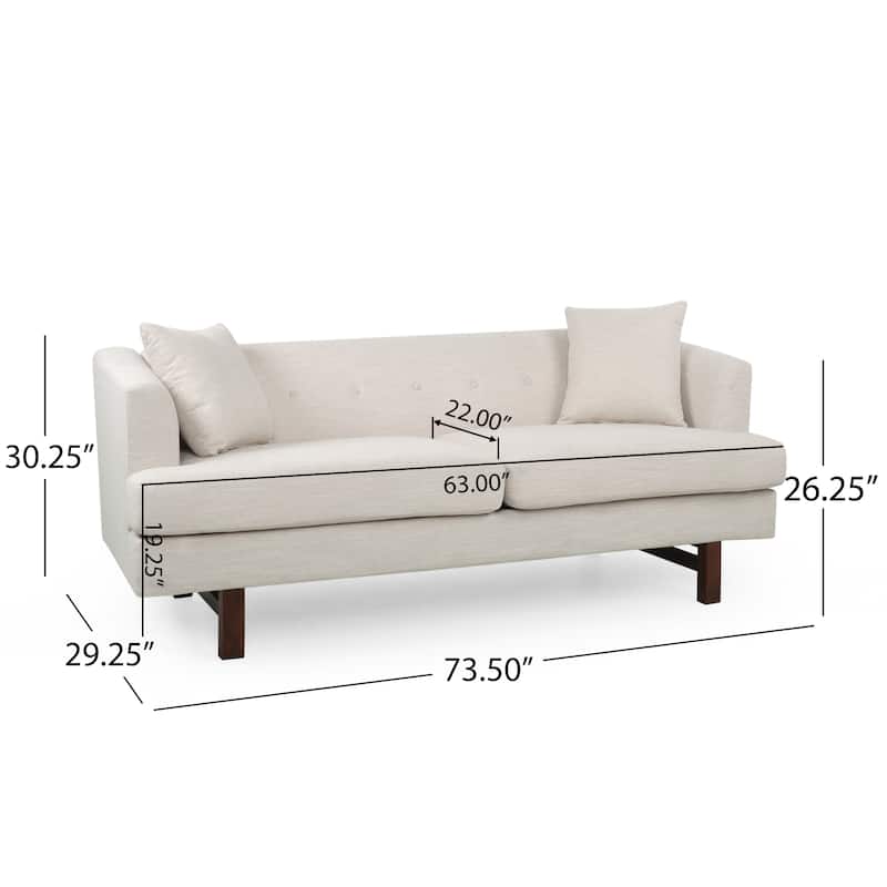 73.5" Loveseat, Family Room Fabric Sofa, Tufted Upholstered Arm Couch with Wood Legs for Living Room Bedroom