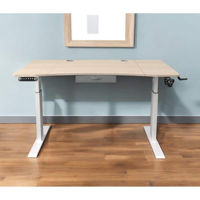 HomeRoots Adjustable Oak and White Wood and Metal Standing Desk - Oak