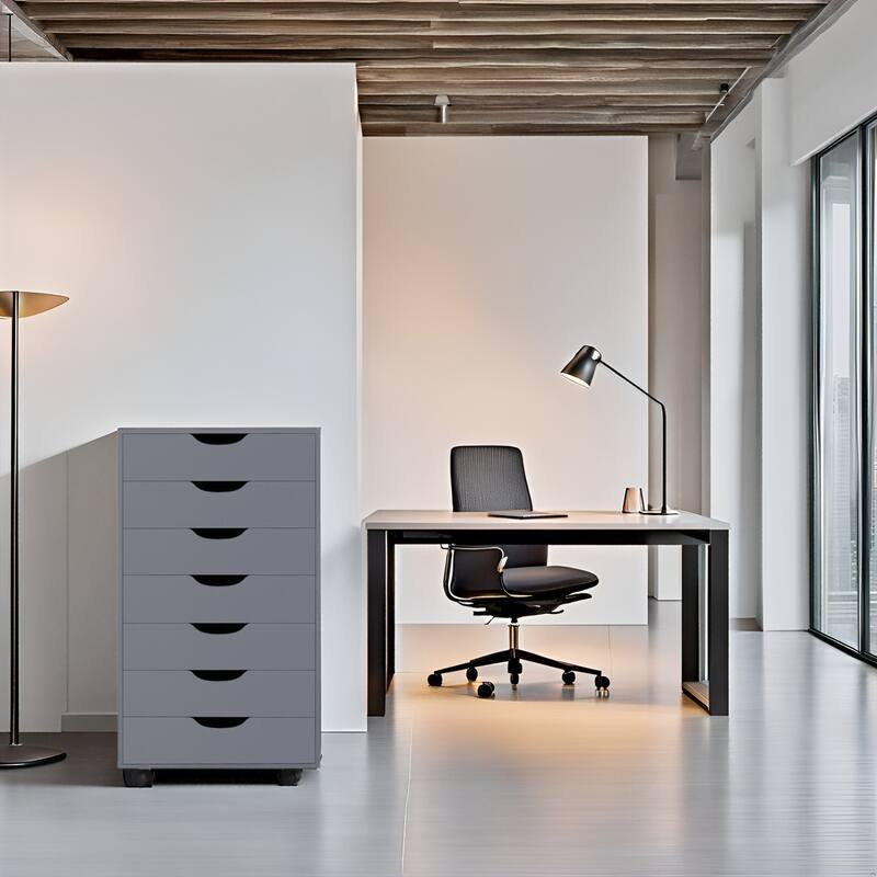 7-Drawer Office Storage Rolling File Cabinet , Mobile Desk Filing Drawer Unit with Swivel Casters, Craft Storage for Home,Office