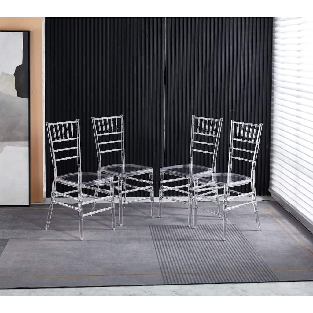 GDFStudio - Alva 19.68-inch Transparent Stackable Chiavari Wedding Chair Set, Set of 4 - Slatt back
