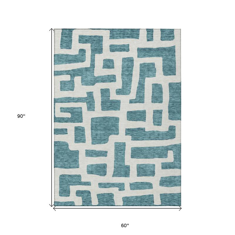 HomeRoots Abstract Transitional Rectangle Outdoor Rug