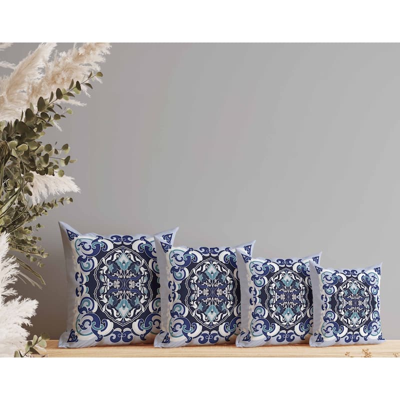 Soft Square Escape Faux Suede Reversible Throw Pillow Blue and White