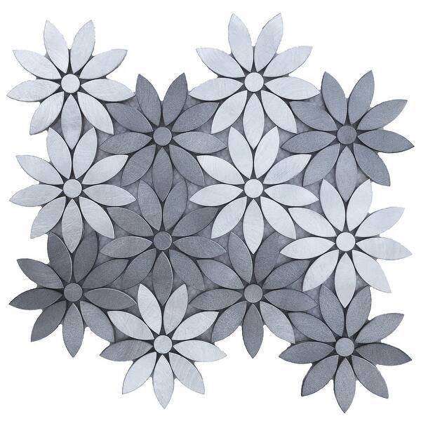 Modern Flower Design Aluminum Mosaic Tile 11 8x10 11 Tiles 9 Sqft Overstock 33038334