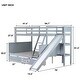 preview thumbnail 7 of 9, Storage Bunk Bed with 2 Drawers,Slide,Shelves,Ladder,Twin over Full for Home,Grey