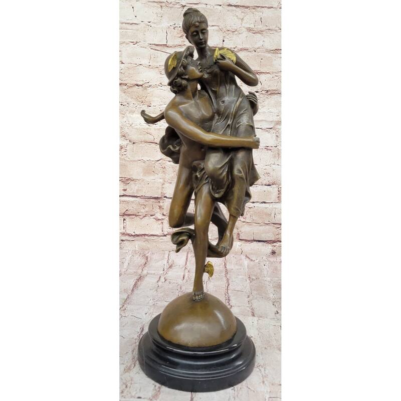 Hermes Flying Mercury And Pandora Greek Mythology Bronze Sculpture Statue