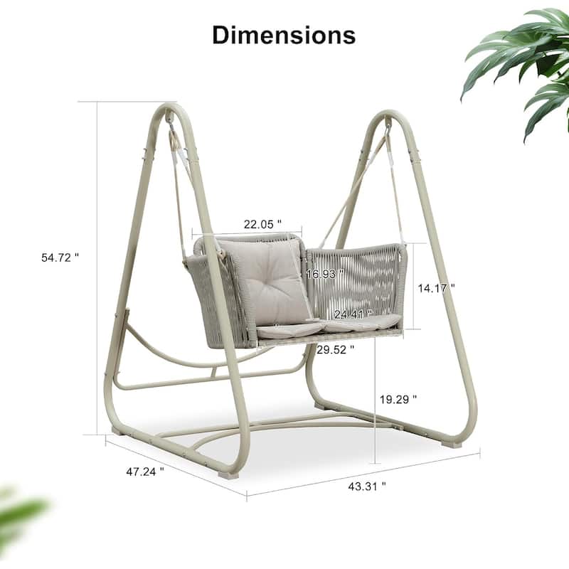 PURPLE LEAF Cloud Swing Chair Indoor Outside Backyard Garden Outdoor Hammock Porch Swing, Cushion and Pillows Included