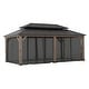 preview thumbnail 4 of 16, Sunjoy 12x20 ft. Wood Gazebo, Outdoor Patio Steel Hardtop Gazebo, Cedar Framed Wooden Gazebo with 2-tier Metal Roof