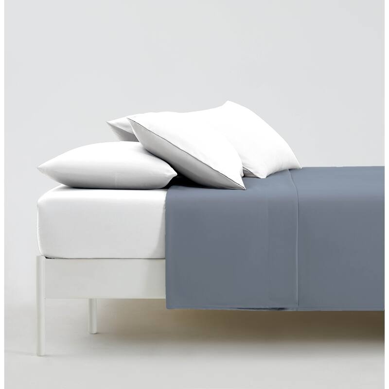 Vilano Oversized Flat Bed Sheet , 2 pack, Flat Sheet Only, Bed Sheet Separates - Full - Slate Blue
