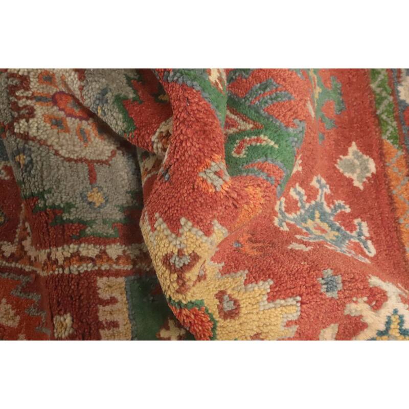 Hand-knotted Traditional Wool Orange Geometric Area Rug Oriental Carpet - 6' 2'' X 4' 0''