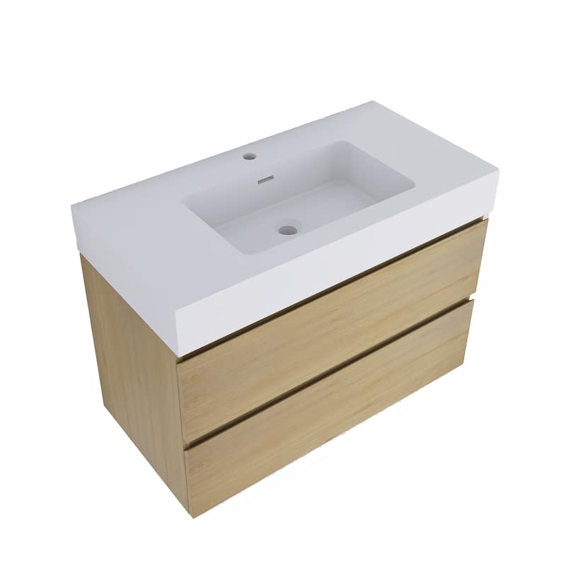 Floating Bathroom Vanity with Solid Surface Top