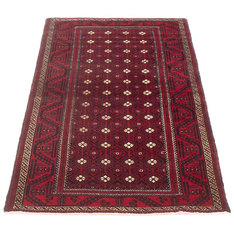 ECARPETGALLERY Hand-knotted Royal Baluch Red Wool Rug - 3'7 x 6'8
