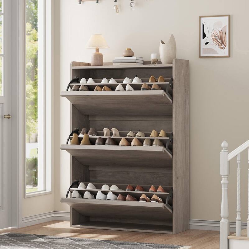 Drawer Wooden Shoe Cabinet with Adjustable Shelves