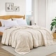 preview thumbnail 11 of 13, Soft Down Oversized Blanket with Satin Trim for Bed 100% Cotton Full / Queen - Ivory