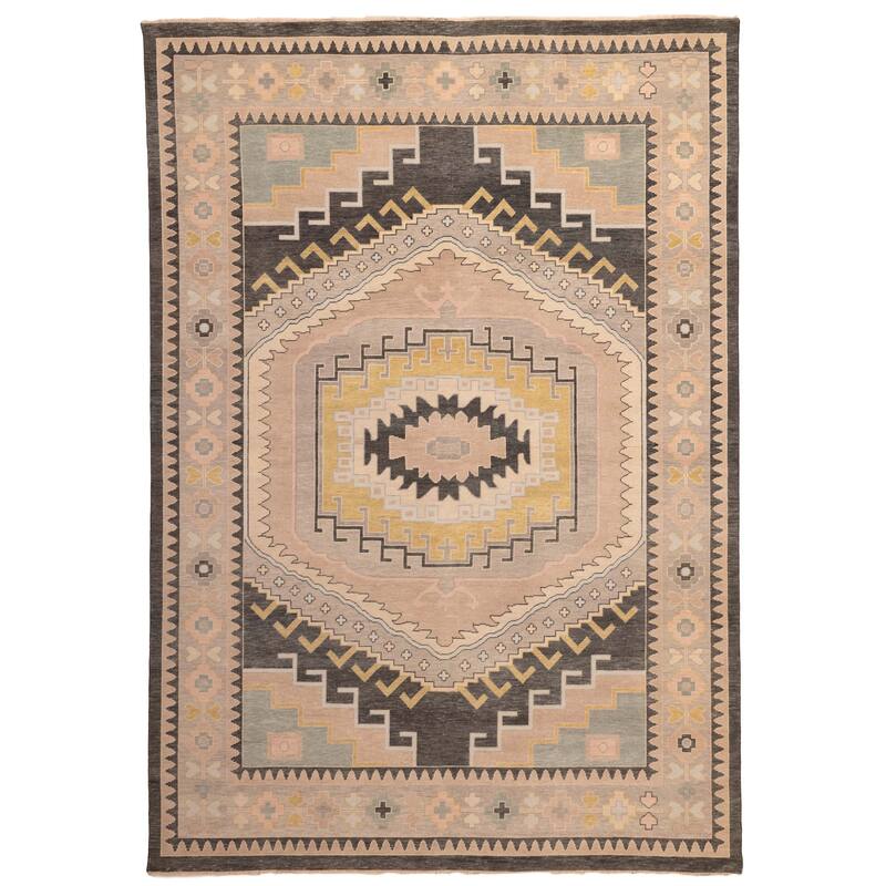 ECARPETGALLERY Hand-knotted Modern Oushak Charcoal Wool Rug - 9'10 x 13'10