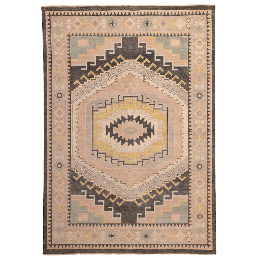 ECARPETGALLERY Hand-knotted Modern Oushak Charcoal Wool Rug - 9'10 x 13'10