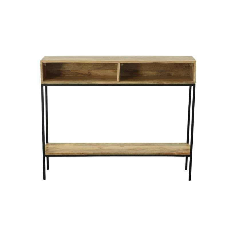 Wooden Console Table with Cubbies - 42" - Brown and Black