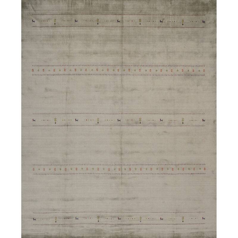 Hand Knotted Oriental 100% Wool Carpet Tribal Animal Pictorial Green Gabbeh Area Rug - 11' 11'' X 11' 10''