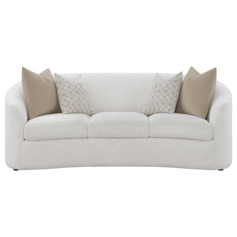 Tia 2pc Living Room Sofa Set with 6 Accent Pillows, White Boucle