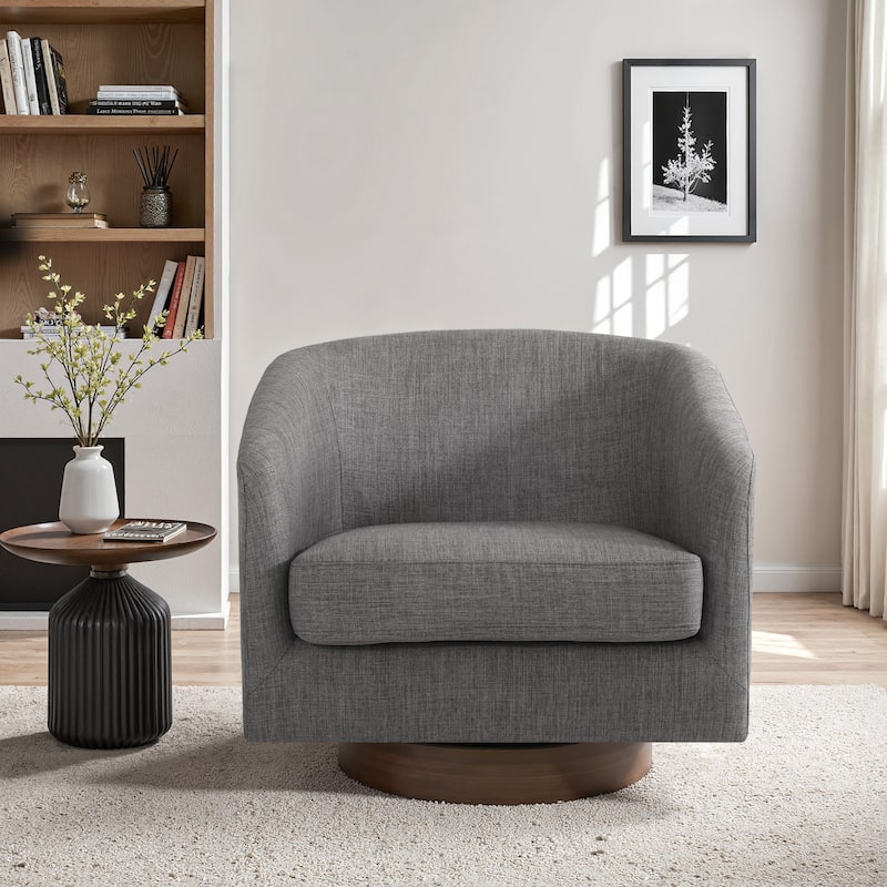 UIXE 31" W Swivel Round Barrel Chair Accent Chairs - Grey