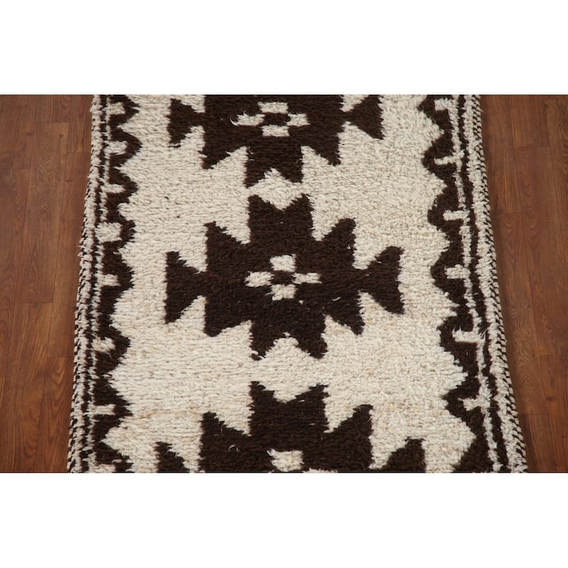 Natural Dye Kurdish Turkish Runner Rug Hand-knotted Wool Carpet - 3'4"x 11'4"