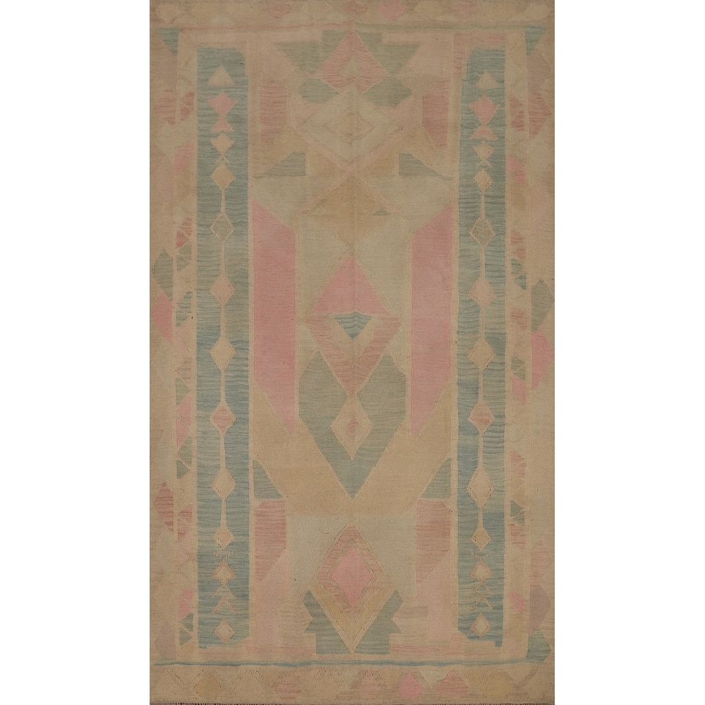 Hand Woven Oriental 100% Wool Carpet Southwestern Tribal Multi-Colored Kilim Area Rug - 7' 10'' X 4' 9''