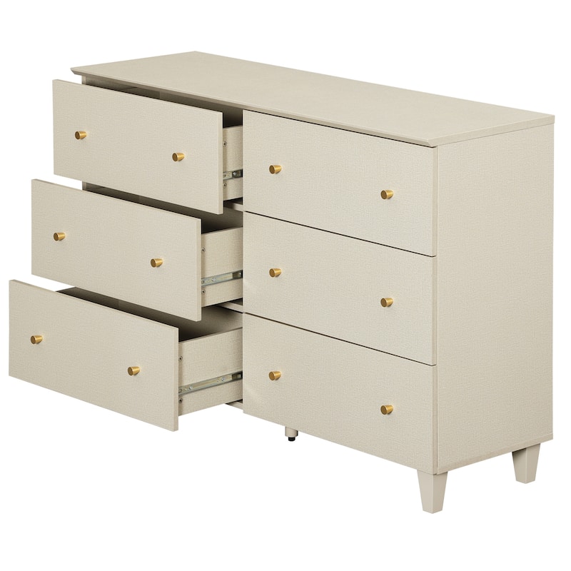 WAMPAT 6-Drawer Dresser and Nightstands Set of 3 for Bedroom