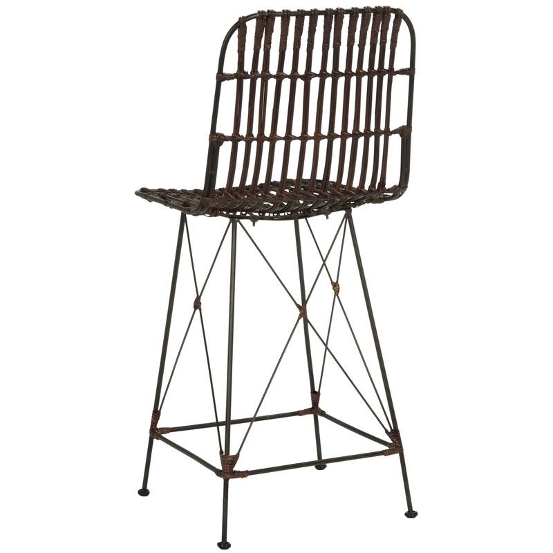 SAFAVIEH Shinako 37.5-inch Wicker Croco Brown Counter Stool (Set of 2) - 18.1" x 20.9" x 37.4" - 18Wx21Dx37H
