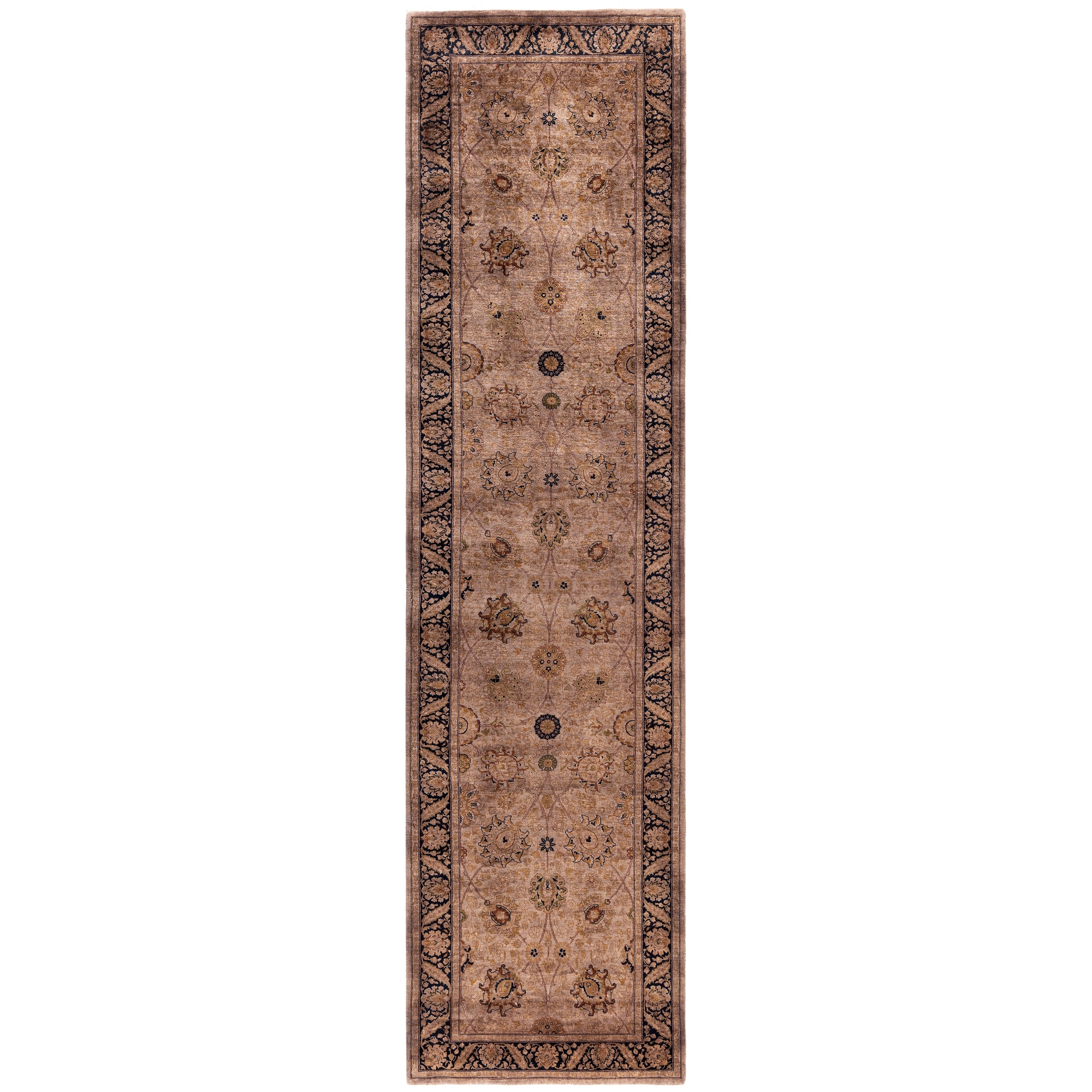 Overdyed Hand-Knotted Wool Modern-Contemporary Brown Runner 3' 1" x 12' 2"