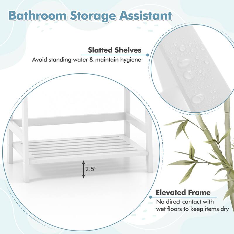 Costway Multifunctional 4 Shelf Bamboo Bookcase Ladder Plant Flower - See Details