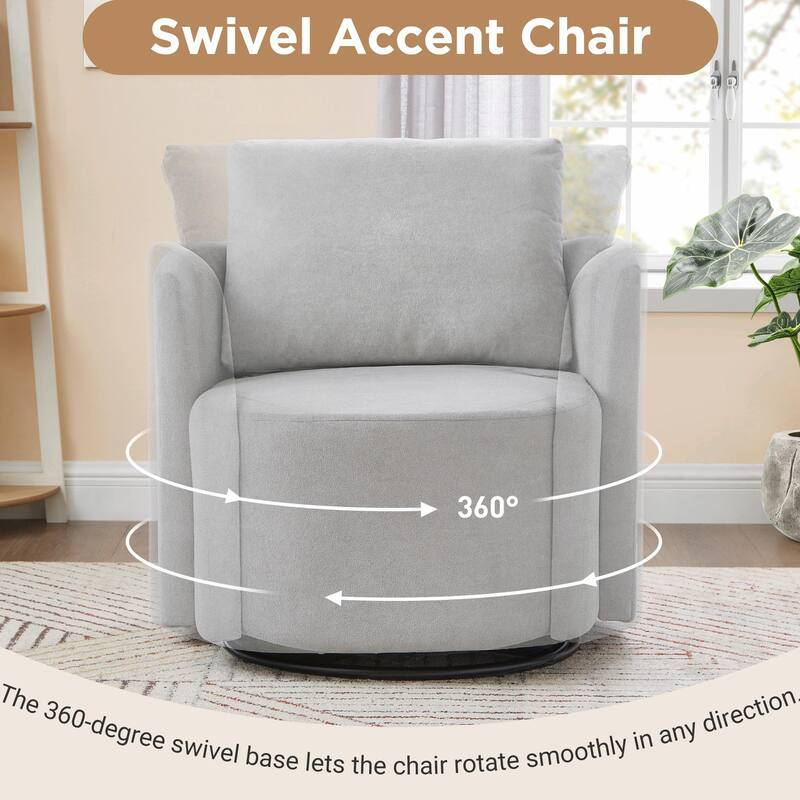 360° Swivel Chair - Chenille Upholstery, 440lb Capacity, Barrel Design