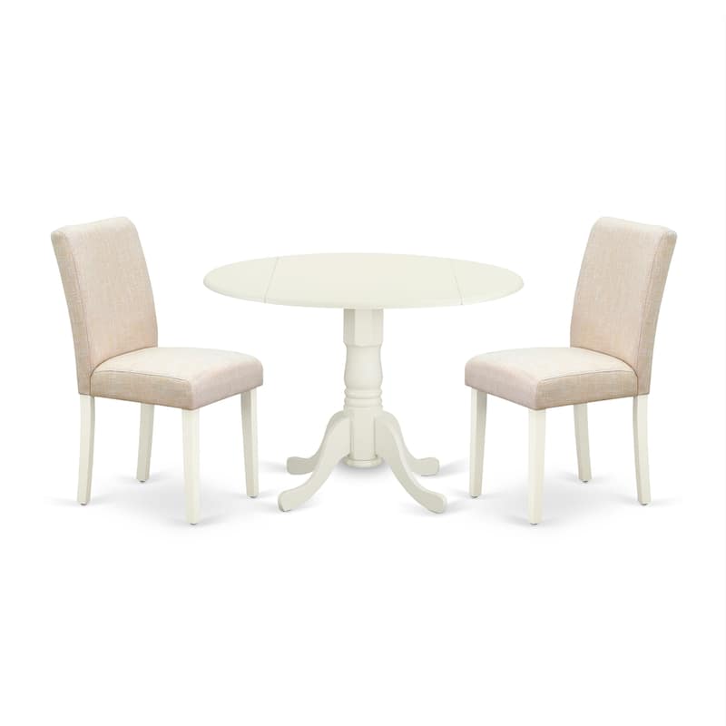 East West Furniture Dining Room Table Set- a Kitchen Table and Light Beige Linen Fabric Chairs, Linen White (Pieces Options)