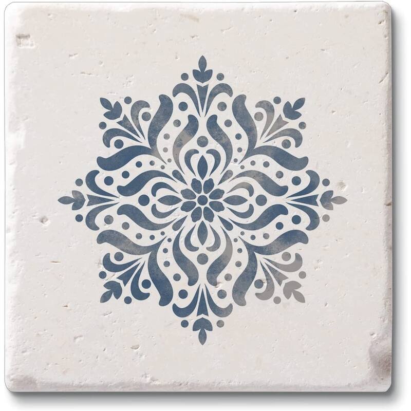 Blue Medallion 4 Pack Natural Shell Stone Absorbent Coasters with Protective Cork Backing Manufactured in The USA - Multi