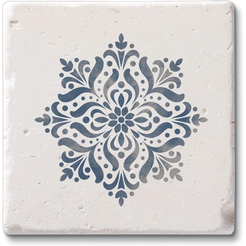 Blue Medallion 4 Pack Natural Shell Stone Absorbent Coasters with Protective Cork Backing Manufactured in The USA