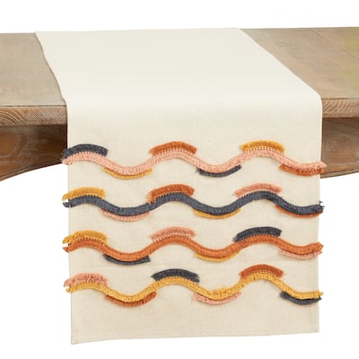 Lace Appliqué Table Runner With Fringe Design - 16"x72"