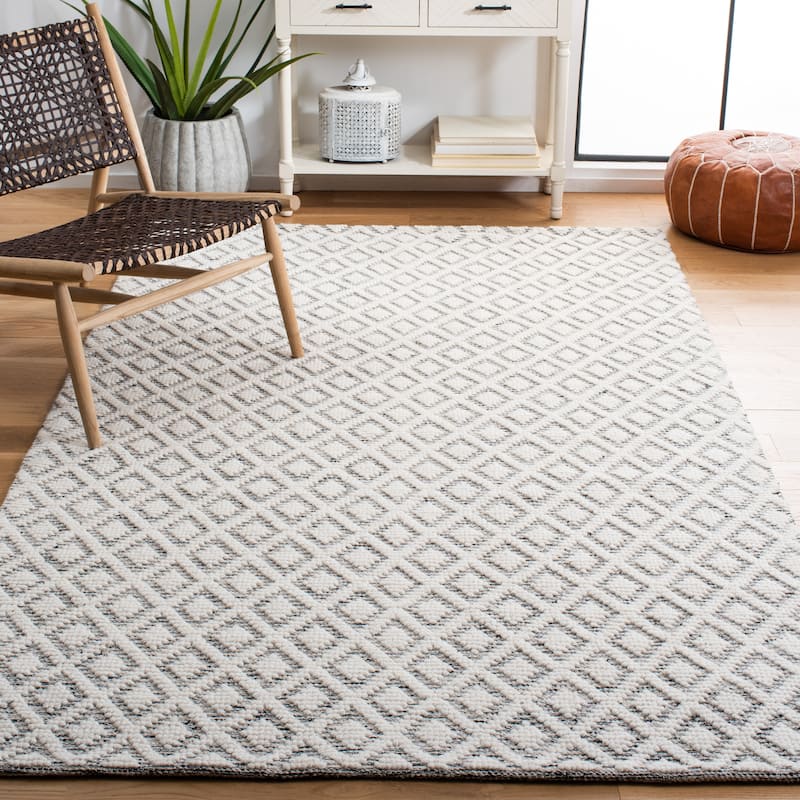 SAFAVIEH Handmade Vermont Latrice Wool Rug - 5' x 8' - Ivory/Grey